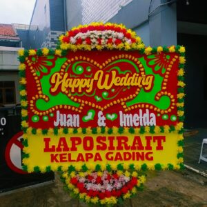 bunga papan happy wedding