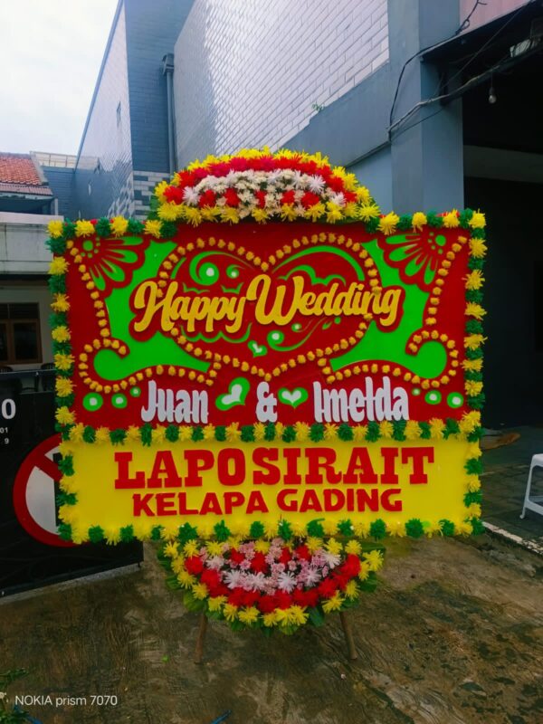 bunga papan happy wedding