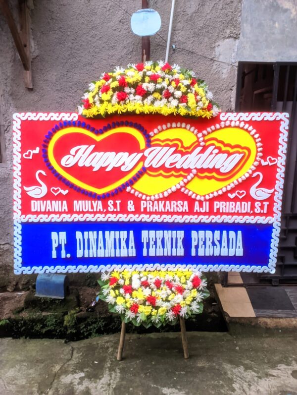 bunga papan happy wedding